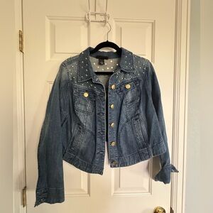 Lane Bryant Blue Denim Jacket with Silver Details